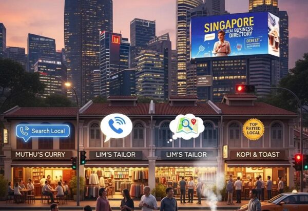 Vibrant Singapore cityscape highlighting local businesses and community engagement