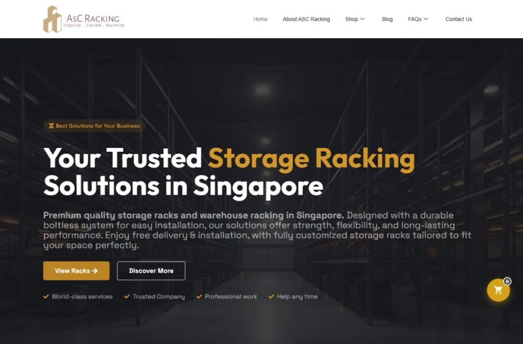 ASC Racking website homepage