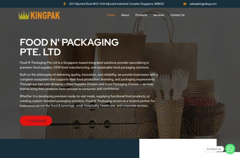 King Pak website homepage