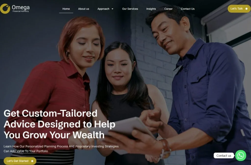 Omega Financials website homepage
