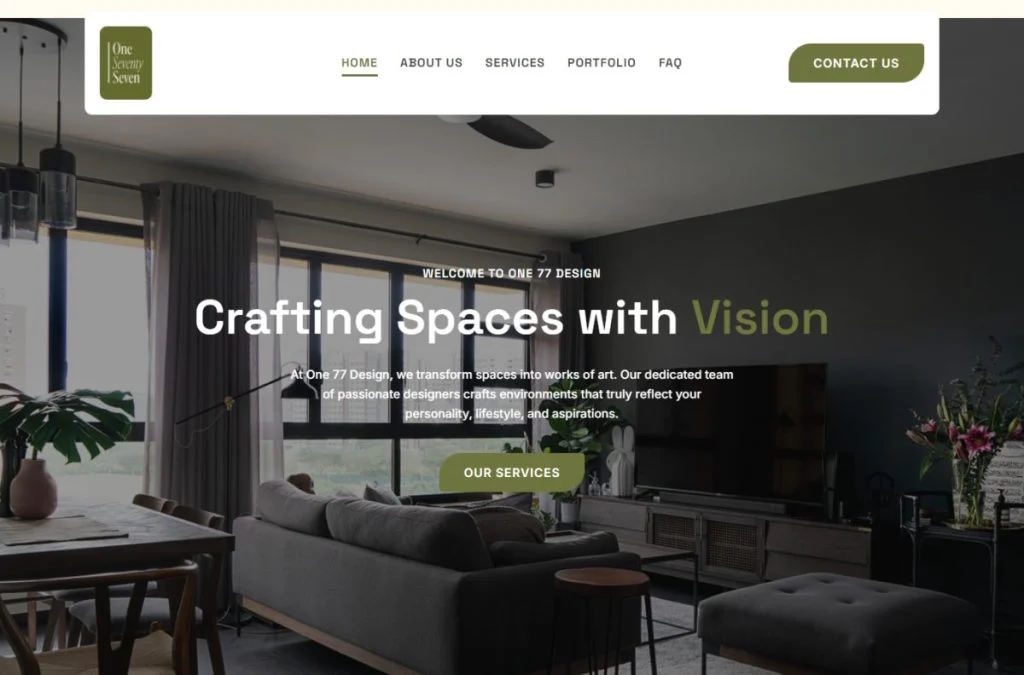 One 77 Design website homepage