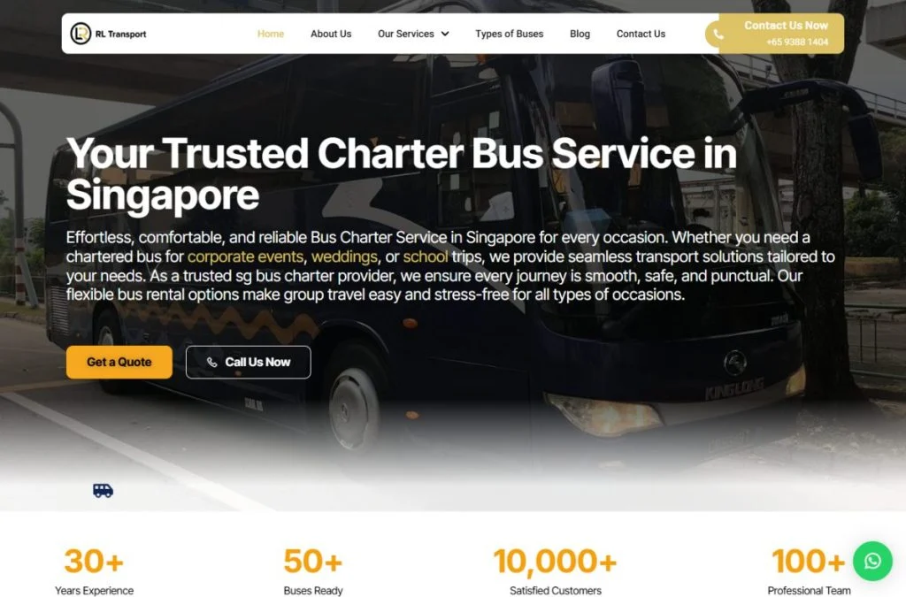 RL Transport website homepage