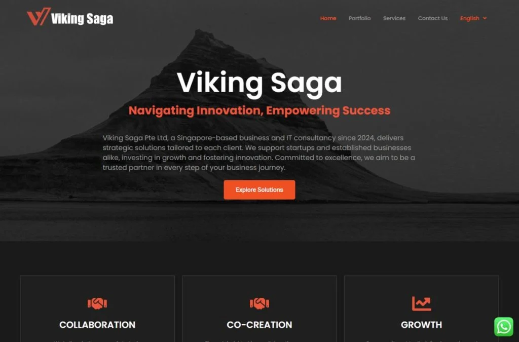 Viking Saga website homepage
