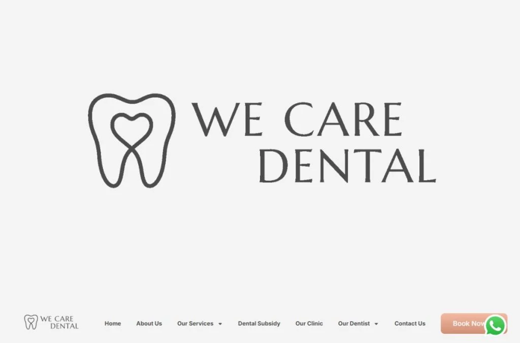 We Care Dental website homepage