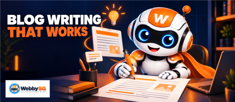 Webi writing a business article for blog writing services in Singapore